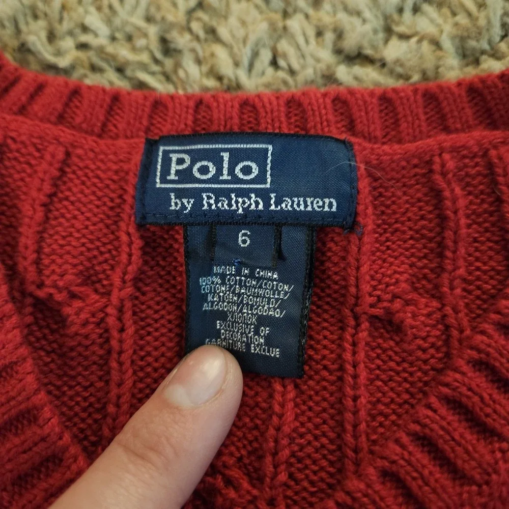 Ralph Lauren Polo Red Cable Knit Sweater Vest Size 6 Kids EUC Preppy Holidays